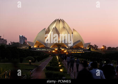 Bahai Haus der Andacht, genannt auch Lotus Tempel wurde in 1986 abgeschlossen. Stockfoto