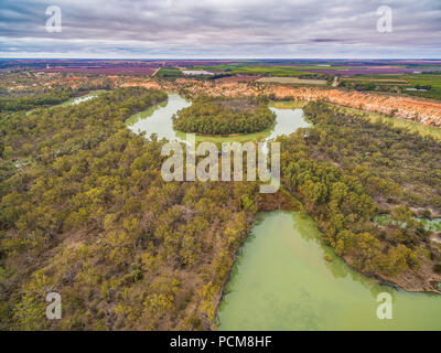 Antenne Landschaft der Murray River in Riverland Region South Australia Stockfoto