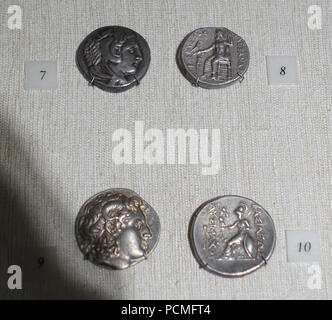 Alexander der Große (7,8), Alexander III, 336-323 v. Chr., silber Tetradrachme, Amphipolis Minze, und Thrakien (9,10), Lysimachos, 311-281 v. Chr., silber Tetradrachme - Stockfoto