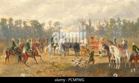 Alexander von bensa Höfische Jagdszene 1 Versammlung der Jäger. Stockfoto