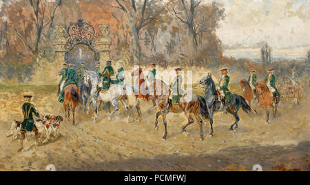 Alexander von bensa Höfische Jagdszene 3 Heimkehr der Jäger. Stockfoto