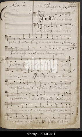 Alexander Shaw - ich will dem Herrn singen. (BL K.7. e.2. w. p 147). Stockfoto