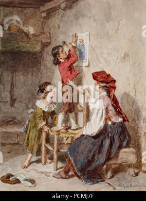 Alexandre-Marie Guillemin - Innenraum mit italienischen Frau und Kinder - Walters 371382. Stockfoto