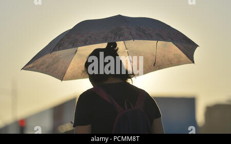 Shenyan, Shenyan, China. 3 Aug, 2018. Shenyang, China - die Temperatur steigt auf 38,4 Grad Celsius in Shenyang, Provinz Liaoning im Nordosten Chinas. Credit: SIPA Asien/ZUMA Draht/Alamy leben Nachrichten Stockfoto