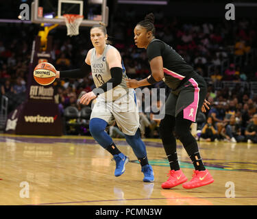 Minnesota Lynx guard Lindsay Whalen #13 während des Minnesota Lynx vs Los Angeles spiel Funken an Staples Center in Los Angeles, Ca am 2. August 2018. (Foto durch Jevone Moore) Stockfoto