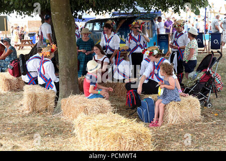 Blenheim Palace, UK. 3. August 2018. Ein Morris Team entspannt Sünde den Schatten an einem sehr heißen Tag der Countryfile Leben, wird für vier Tage im Blenheim Palace Bild: Ric Mellis 3/8/2018 Credit: Ric Mellis/Alamy leben Nachrichten Stockfoto