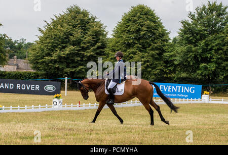 Gatcombe Park Gloucestershire Magic Millionen Festival britische Eventing. Tom McEwen reiten Dream Big während Umgeschult Rennpferd Ereignis Ereignis Dressur Meisterschaft. Stockfoto