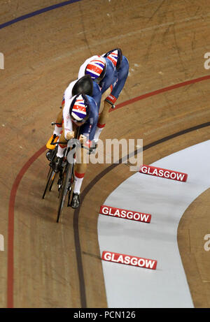 Glasgow 3. August 2018. Sir Chris Hoy Velodrome. Frauen Mannschaft Streben. GBR, Gold über Italien. Katie Archibald, Elinor Barker, Laura Kenny, Neah Evans. Kredit Alan Oliver/Alamy leben Nachrichten Stockfoto