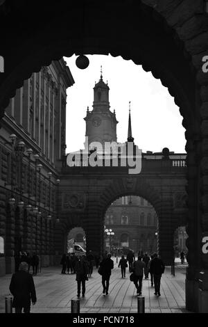 Random Street View im Parlament von Stockholm Stockfoto