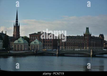 Vasabron Brücke ant das Stadtbild von Stockholm am Nachmittag Stockfoto