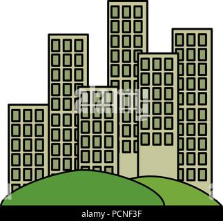 Stadtbild Gebäude Szene Symbole Vector Illustration Design Stock Vektor