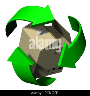 Papier, Pappe. Recycling Symbol.. Ökologisch saubere Welt. Stockfoto