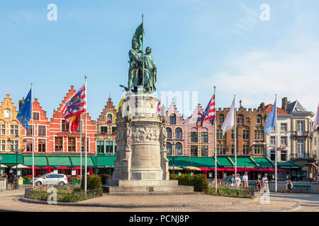 Statue von Jan Breydel und Pieter de CONINC, 14. Jahrhundert lokale Nationalisten in Markt, Brügge, Belgien Stockfoto