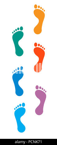 Digital gemalten Bild eines bunten Satz Abdrücke auf weißem Hintergrund Stockfoto