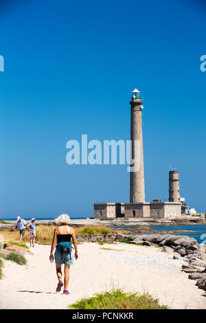 Die Phare de Gatteville, eine aktive Leuchtturm auf den Punkt De Barfleur, Normandie, Frankreich. Es ist 247 Meter hoch und ist damit der dritthöchste Leuchtturm Stockfoto