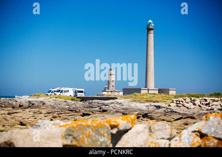 Die Phare de Gatteville, eine aktive Leuchtturm auf den Punkt De Barfleur, Normandie, Frankreich. Es ist 247 Meter hoch und ist damit der dritthöchste Leuchtturm Stockfoto