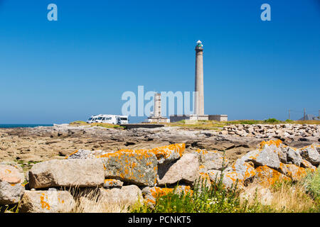 Die Phare de Gatteville, eine aktive Leuchtturm auf den Punkt De Barfleur, Normandie, Frankreich. Es ist 247 Meter hoch und ist damit der dritthöchste Leuchtturm Stockfoto