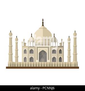 Flache Bauweise isoliert Vektor Symbol des Mausoleums Taj Mahal in Agra, Indien Stock Vektor