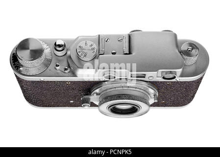 Isolierte Objekte: klassische Entfernungsmesser film Kamera, auf weißem Hintergrund Stockfoto