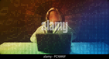 Hacker Vor Computer Laptop Sicherheit Technologie Stockfoto