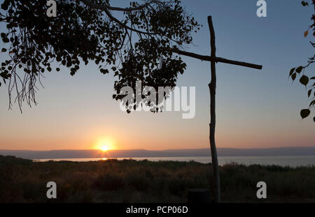 Israel, Tabgha, Kreuz in Dalmanutha auf See Kinneret Stockfoto