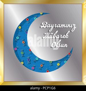 Türkische eid Begrüßung mit Mondsichel und Bonbons für muslimische Urlaub. Alle Objekte sind in verschiedenen Schichten und der Text -Typen benötigen keine fon Stock Vektor