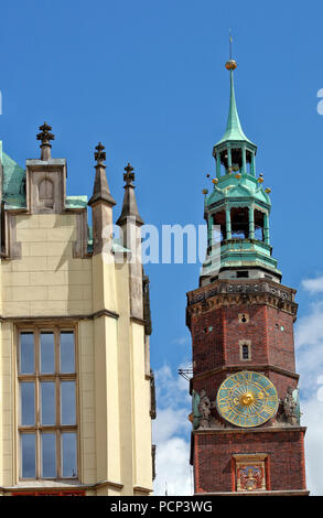 Kirche Turm der St. Elisabeth Kirche in der Nähe rynek. Wroclaw, Breslau, Niederschlesien, Polen Stockfoto