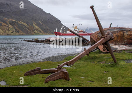 Wrack in verlassene Walfangstation in der South Georgia Inseln Stockfoto