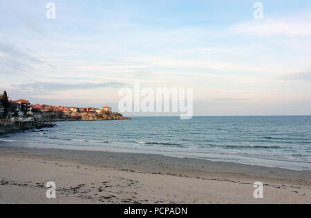 Sozopol ist auf eine malerische Bucht entlang der südlichen bulgarischen Küste gelegen, ca. 35 km südlich von Burgas. Sozopol ist eine der ältesten bulgarischen Küste zu Stockfoto