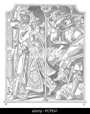 Alfred Rethel - Die Nibelungen 04 Wie Burgunden und Heunen stritten. Stockfoto