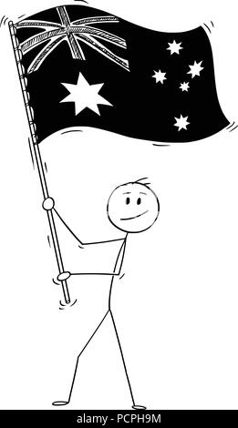 Cartoon von Mann wehende Flagge des Commonwealth von Australien Stock Vektor