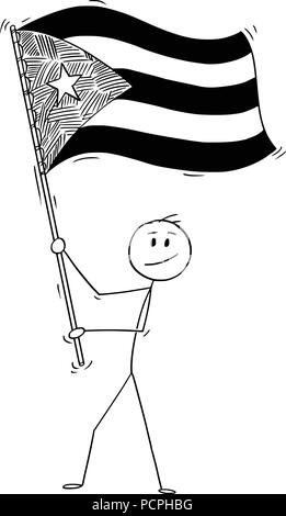 Cartoon von Mann winkt die Flagge der Republik Kuba Stock Vektor