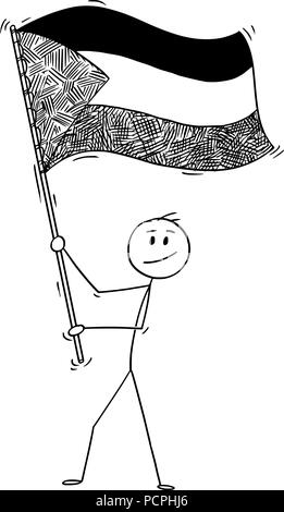 Cartoon von Mann winkt die Flagge eines Staates Palästina Stock Vektor