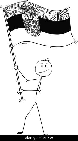 Cartoon von Mann winkte der Flagge der Republik Serbien Stock Vektor