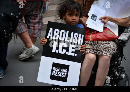 "Abschaffung der ICE' Rally an der Wall Street in Lower Manhattan. Stockfoto