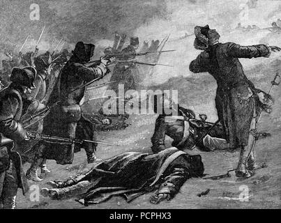 Montgomery's Angriff auf die untere Stadt, Schlacht von Québec 1775; Abbildung von cassell Geschichte Englands, King's Edition Teil 33 Stockfoto