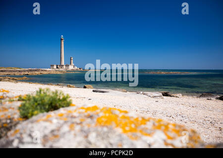 Die Phare de Gatteville, eine aktive Leuchtturm auf den Punkt De Barfleur, Normandie, Frankreich. Es ist 247 Meter hoch und ist damit der dritthöchste Leuchtturm Stockfoto