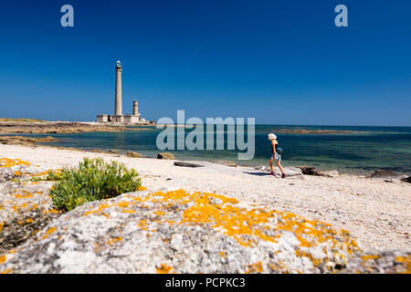 Die Phare de Gatteville, eine aktive Leuchtturm auf den Punkt De Barfleur, Normandie, Frankreich. Es ist 247 Meter hoch und ist damit der dritthöchste Leuchtturm Stockfoto