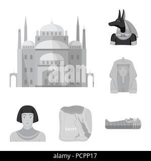 Das alte Ägypten monochrome Icons im Set Sammlung für Design. Die Herrschaft des Pharao vektor Symbol lieferbar Abbildung. Stock Vektor