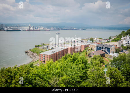 Blick auf die Stadt Quebec über von St Lawrence River Stockfoto