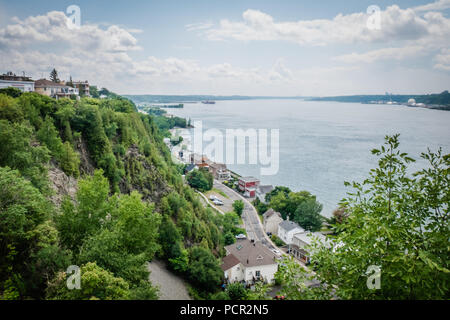 Blick auf die Stadt Quebec über von St Lawrence River Stockfoto