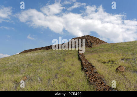 Pu'ukohola Heiau National Historic Site, Alte hawaiianische Tempel, Big Island, USA. Stockfoto