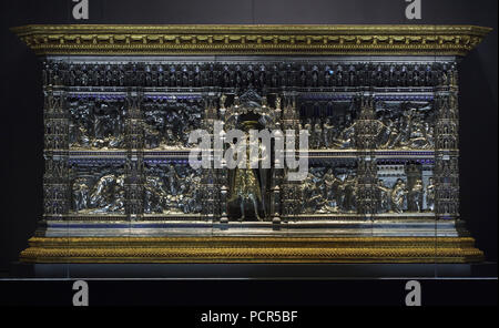 Renaissance silber Altar der Hl. Johannes der Täufer ist aus den Florenz Baptisterium (Battistero di San Giovanni), nun im Museo dell'Opera del Duomo (Museum der Werke der Dom von Florenz) in Florenz, Toskana, Italien. Stockfoto