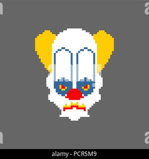 Scary clown pixel Art schrecklichen 8-Augen. Digitaler Alptraum Vector Illustration Stock Vektor