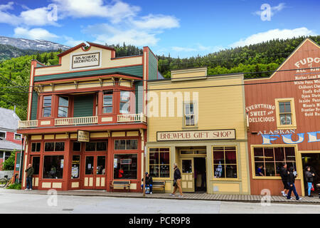 Skagway Brewing Company und Geschenkeladen in Alaska Stockfoto