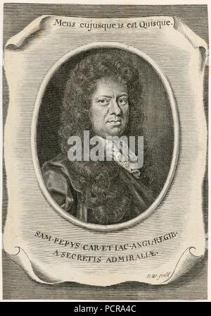 Samuel Pepys, Englisch Sekretärin der Rechtsakte, auf die Marine und tagebuchschreibers, 1666. Artist: Unbekannt. Stockfoto