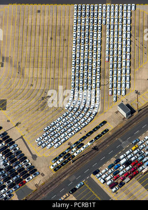 Neue Auto Versand am Hansahafen, Unikai im Hamburger Hafen, Hamburger Hafen, Elbe, Hamburg, Freie und Hansestadt Hamburg, Hamburg, Deutschland Stockfoto