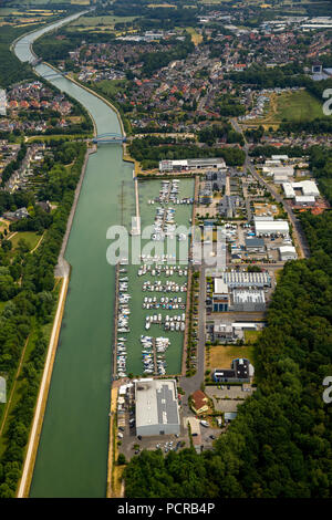 Marina Bergkamen-Rünthe, Datteln-Hamm-Kanal, Yachten, Binnenschifffahrt, Bergkamen, Ruhrgebiet, Nordrhein-Westfalen, Deutschland Stockfoto