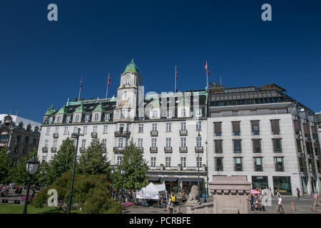 Oslo, Norwegen, 21. Juli 2018: Blick auf das Grand Hotel in Oslo. Stockfoto