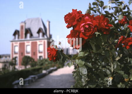 AJAXNETPHOTO. MEUDON, Frankreich. - Blumig Eingang - ZUM HAUS UND STUDIO DER FRANZÖSISCHEN KÜNSTLERIN BILDHAUER AUGUST RODIN (1840-1917), DIE VILLA DES BRILLANTEN RODIN MUSEUM MIT BLICK AUF DIE STADT. Foto: Jonathan Eastland/AJAX REF: 091013 Stockfoto